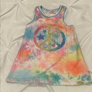 BABY SARA TIE DYE Colorful Peace Sign Dress Size 2T